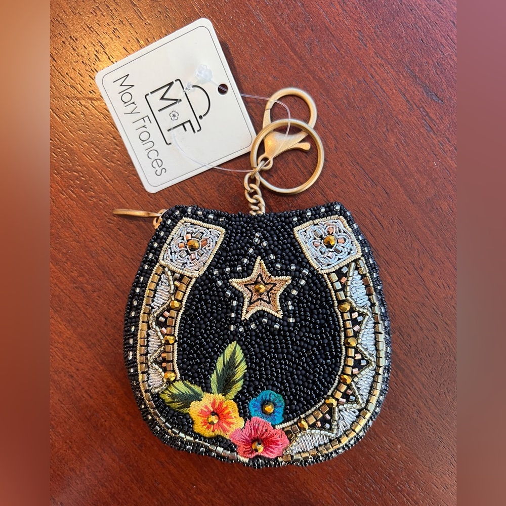 Mary Frances “Good Luck” Horseshoe beaded card & coin purse / key chain NWT